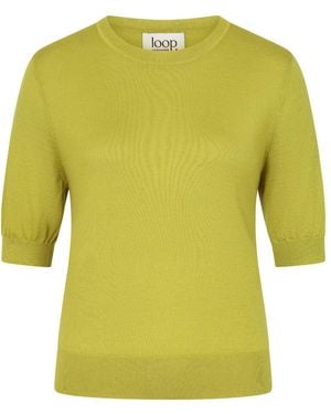 Loop Cashmere Crew Neck Short Sleeve Jumper - Yellow
