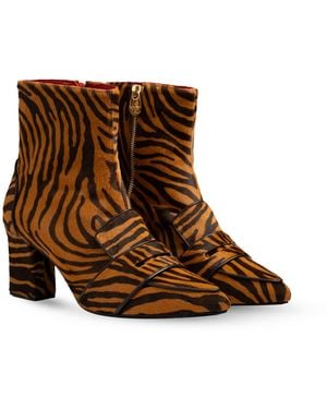 Rosamund Muir London Neutrals Luciana & Dark Zebra Print Loafer Boots - Brown