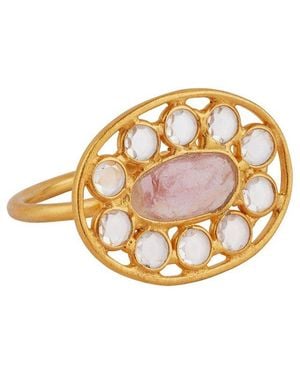 Opium Jewels Pale Tourmaline Crystal Jali Ring - Metallic