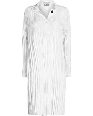 London Atelier Byproduct Accordion Pleated Shirt Dress - White