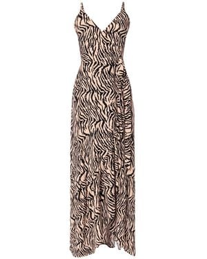 AGGI by HALEWSKI Neutrals Penelope Shifting Sand Wrap Tied - Metallic