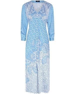 Jessica Russell Flint Midi Button Tea Dress - Blue