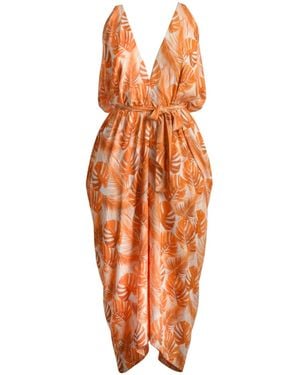 Coco Riko Ibiza Maya Kaftan Dress Leaf - Orange