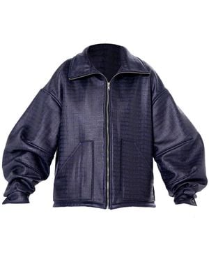 Metamorph Oversized Croc-Effect Jacket - Blue