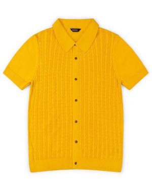 Marané Italian Knit Cable Shirt - Yellow