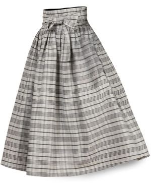 Nikka Place Midi Pleated Cotton Skirt With High Waist And Bow - Grey