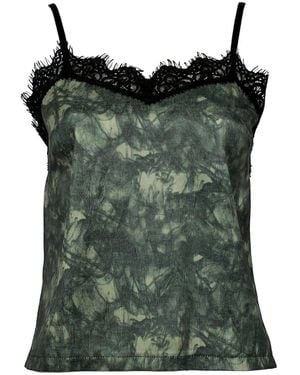 Lalipop Design Lace-Trim Abstract Print Camisole - Green