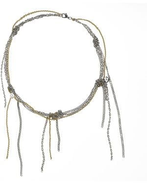 Kirei Tangle Stainless Steel Multi Chain Necklace - White