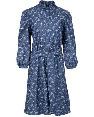 Conquista Floral Long Sleeve Dress - Blue