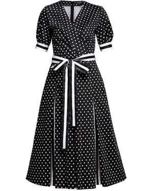 Rumour London Jennifer Fit-And-Flare Cotton Dress With Slits - Black