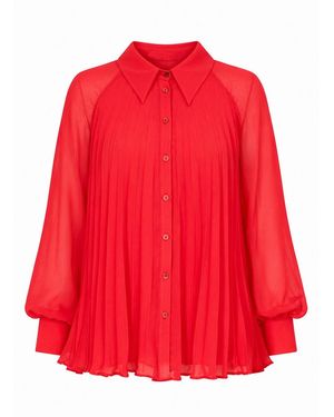 Exquise Keyla Long Sleeve Shirt With Buttoned Cuffs - Red