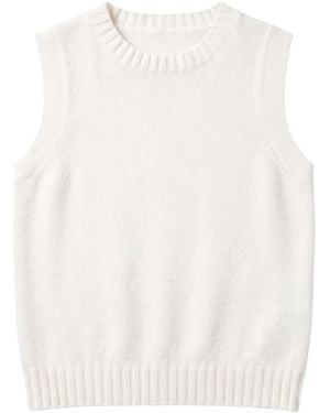 Brodie Cashmere Crew Neck Cashmere Tank - White