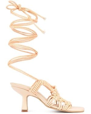 Rag & Co Neutrals Beroe Latte Braided Handcrafted Lace Up Sandal By Rag & Co - Metallic