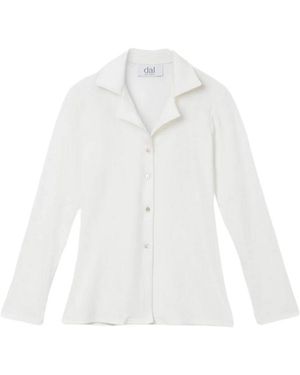 Dāl the Label Modal Rib Knit Collared Cardigan - White