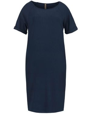 Conquista Punto Di Roma Short Sleeve Dress With Pockets - Blue