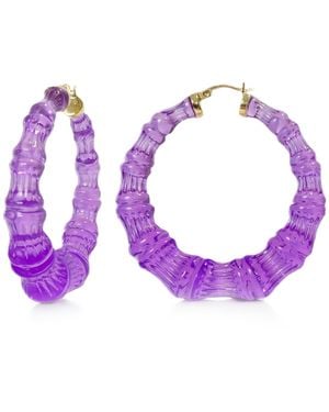 Gold & Honey Bamboo Hoop Earrings - Purple
