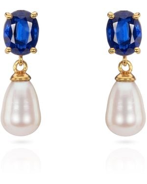 Augustine Jewels Kyanite And Baroque Pearl Short Drop Earrings - Blue