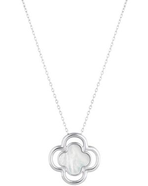 Lulu B London Double Clover Necklace With Mother Of Pearl - Metallic