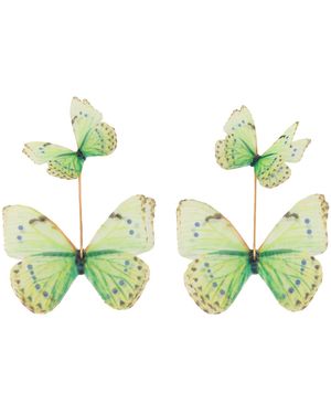 Oana Savu Mint Silk Butterfly Earrings Pastel Fairy Earrings - Green
