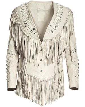 Zasta Studio The Leader- Leather Jacket With Fringes - Natural
