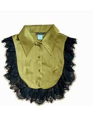 L2R THE LABEL Chartreuse Satin Amal Top - Green