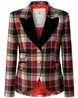 The Extreme Collection Neutrals Tartan Wool Blazer Duncan - Red
