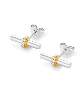 Dinny Hall My World Mixed Metal T-Bar Stud - Metallic