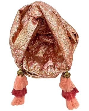Julia Clancey Brocade & Coral Swinglette Turban - Brown