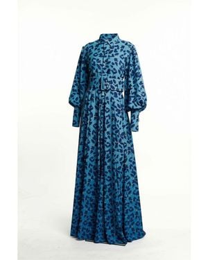 Ofuure Azi Maxi Shirt Dress - Blue
