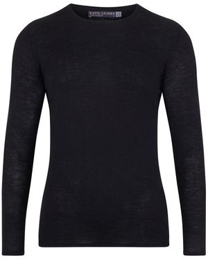 Paul James Knitwear Mens Midweight Merino Activewear Base Layer Zeus Top - Blue