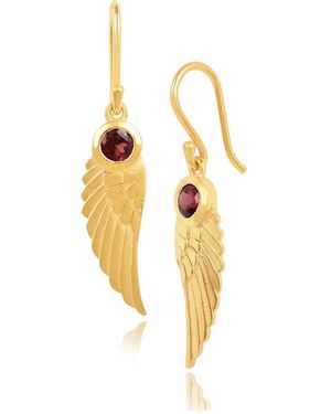 Moon London Angel Wing Garnet Earrings - Metallic