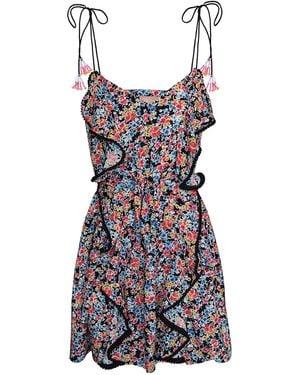 2KStyle Billow Floral Print Ruffled Mini Dress - Blue
