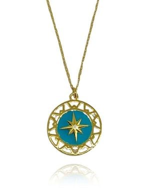 LINYA JEWELLERY Enamelled North Star Necklace - Blue