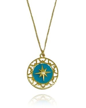 LINYA JEWELLERY Enamelled North Star Necklace - Blue