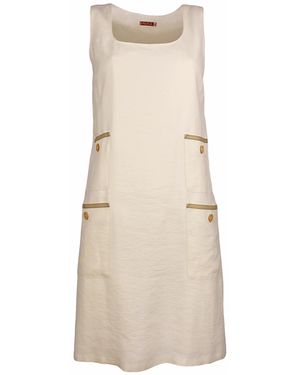 Lalipop Design Neutrals Contrasting-Trim A-Line Mini Dress - Natural