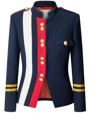 The Extreme Collection Military Jacket With Epaulets And Buttons Claudia London - Blue