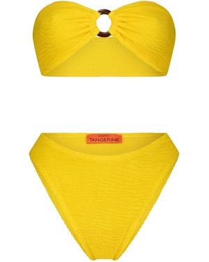 Maison Tangerine Santorini Crinkle Swimsuit Lemon Bikini - Yellow