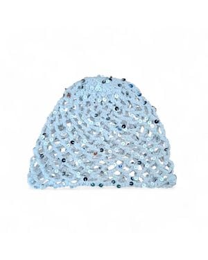 Springmoonatelier Handmade Mesh Summer Hat – Sparkling Beach And Festival Hair Accessory - Blue