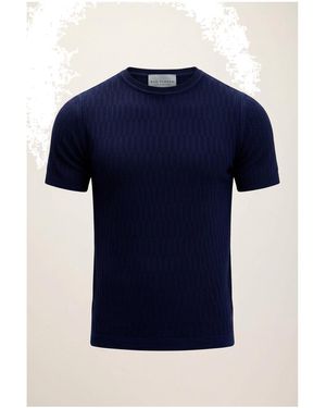Ron Tomson Short Sleeve Textured Top - Blue