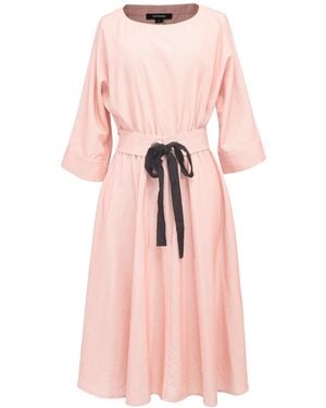 Smart and Joy Wide-Belt Flared Dress - Pink