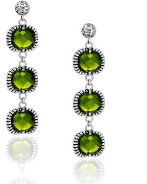 Unaloe Dangle Earrings Sterling – Timeless Elegance With Three Crystal - Green