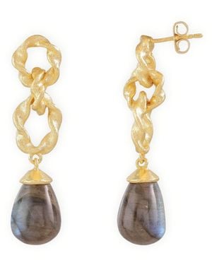 Giselle Vale — London Moirai Double Twisted Loops Earrings Labradorite - Metallic
