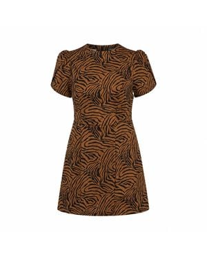 Girl In Mind Ami Suede Zebra Mini Dress - Brown