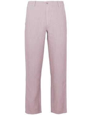 Haris Cotton Classic Fit Linen Trousers - Purple