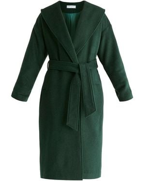 Paisie Shawl Collar Wool Coat With Belt - Green