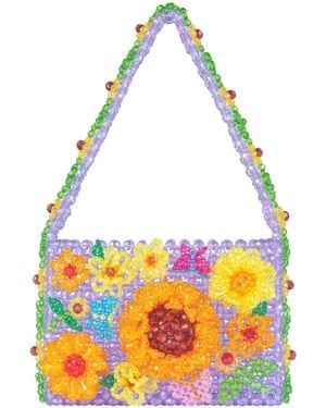 Tillie Beads Sunflower Floral Mini Bead Bag - Yellow