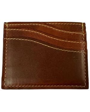 VIDA VIDA Wave Tan Leather Card Holder With Stitch - Brown