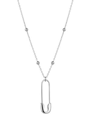 Spero London Sterling Safety Pin Necklace With Beaded Satellite Chain - Metallic