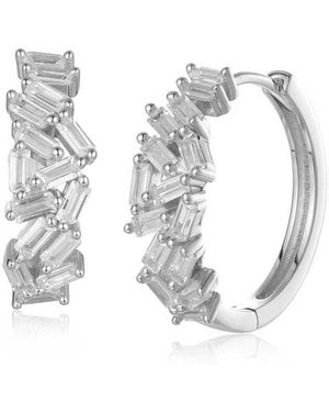 Lioness by Tf Helix Oval Hoops Solid Sterling, Rhodium-Plated - Metallic