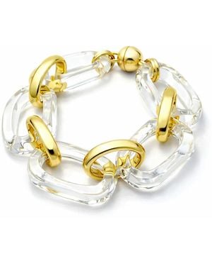 Gold & Honey Clear And Rectangle Link Lucite Bracelet - Metallic